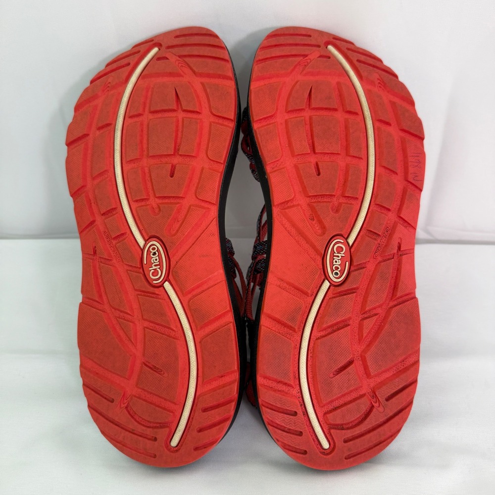 Chaco Z Cloud 2 Sandals Navy Red Chevron Double Strap Toe Loop Womens 8 - Picture 7 of 14
